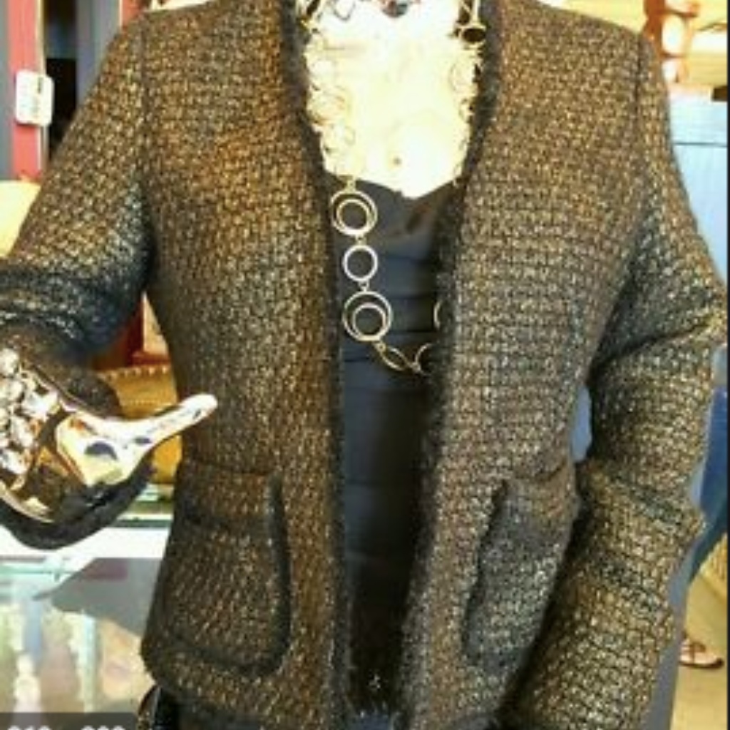 Michael Kors Gold And Black Tweed Blazer -